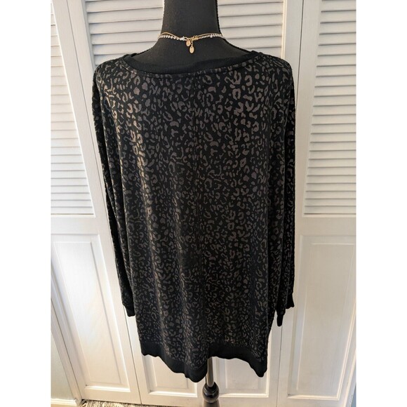 Jane + Delancey Sweatshirt Women's 1X Black Cheetah Print Leopard Metallic Comfy - Picture 9 of 13